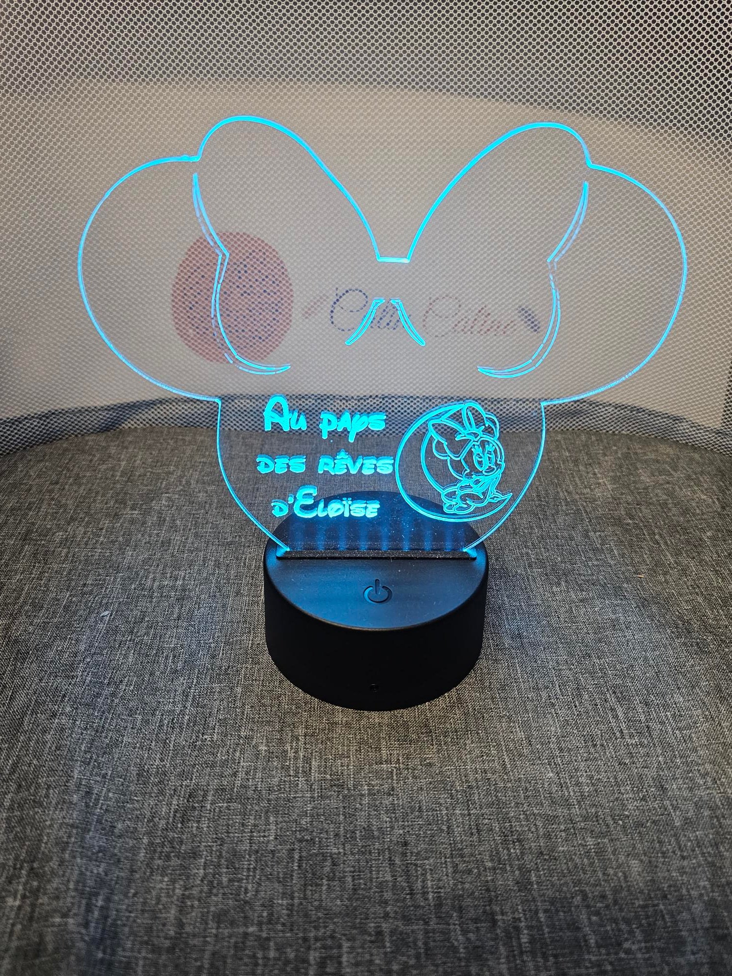 Veilleuse LED enfant personnalisée | Tête Minnie | Avec prénom et personnage