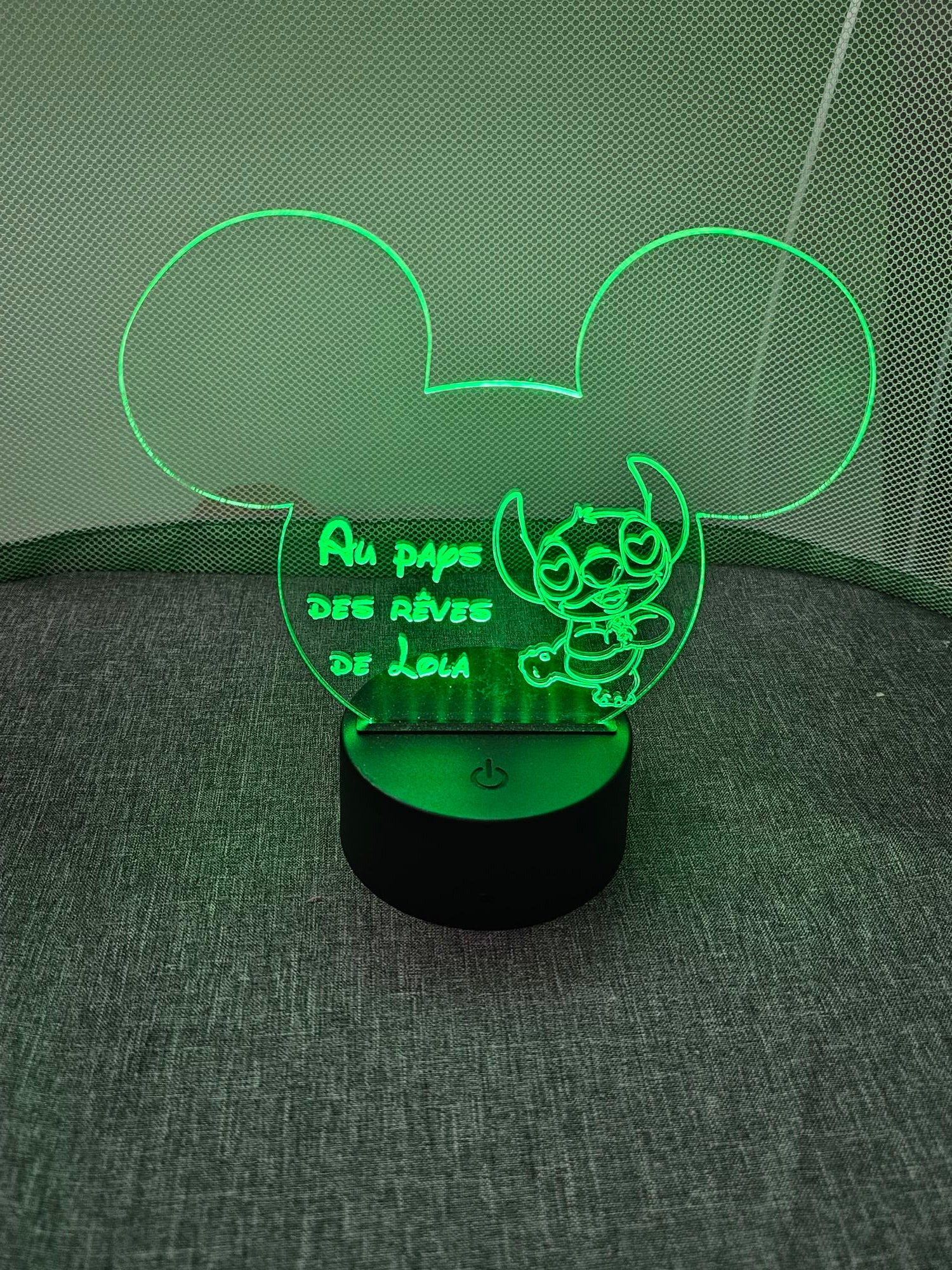 Veilleuse LED enfant personnalisée | Tête Mickey | Avec prénom et personnage