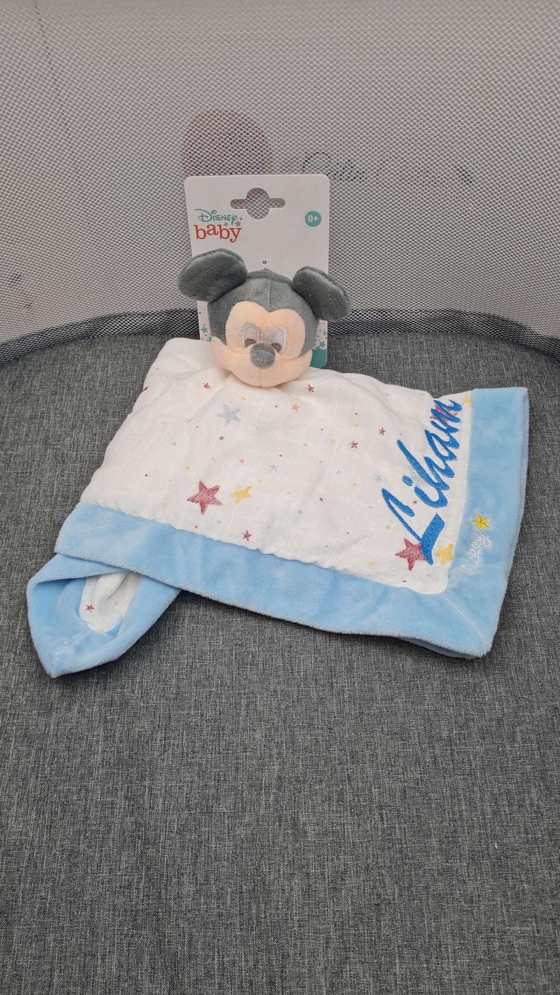 Doudou Mouchoir Disney Mickey Bleu Personnalisé | 40cm