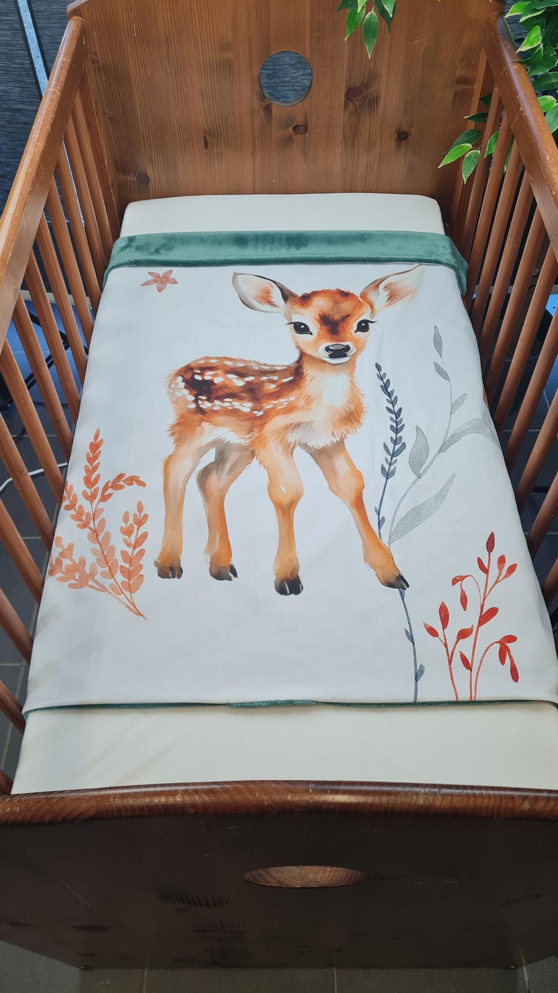 Couverture Plaid Biche Forêt Enchantée | 70cm x 95cm | Minky au choix