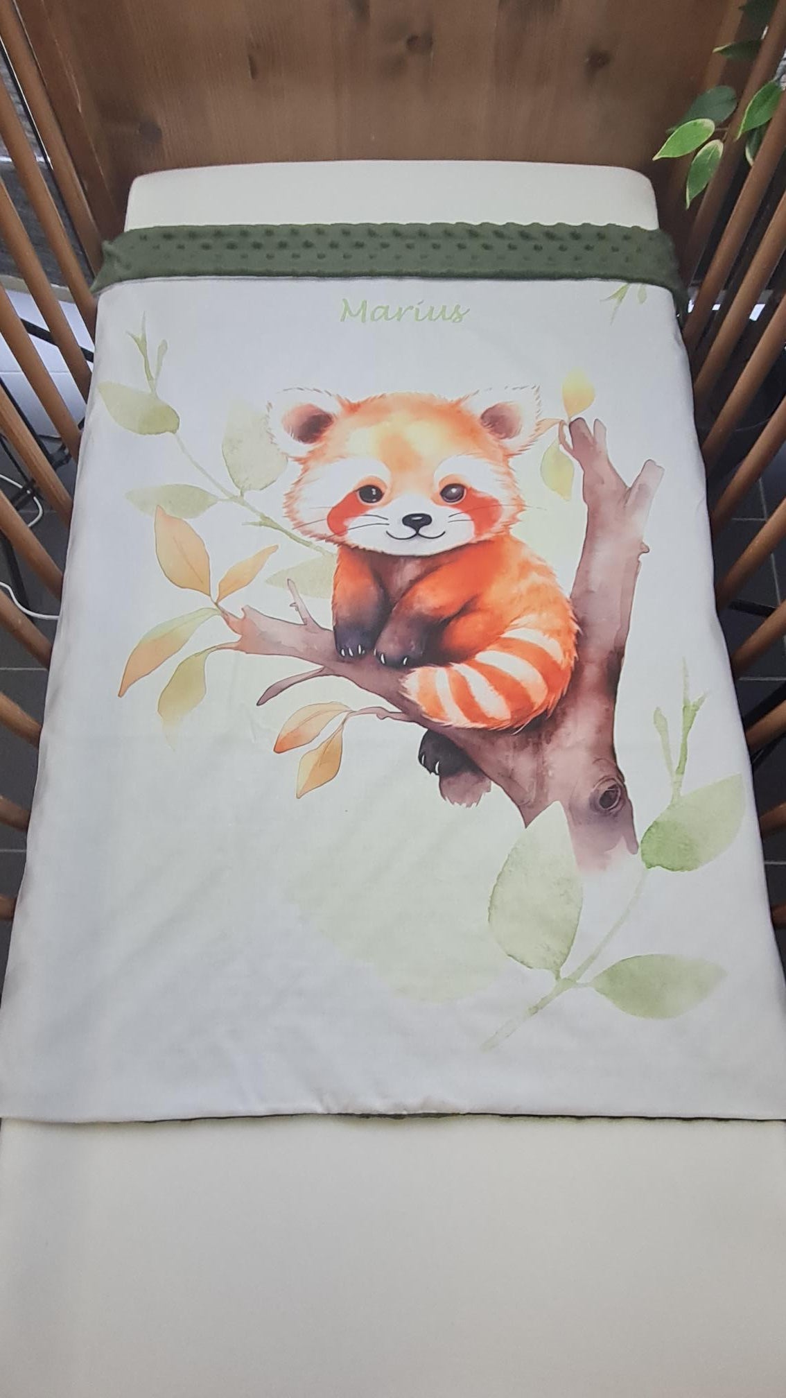 Couverture Plaid Panda Roux | 70cm x 95cm | Couleur minky au choix