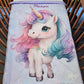 Couverture Plaid Bébé Licorne Rose Violet | 70cm x 95cm | Minky au choix