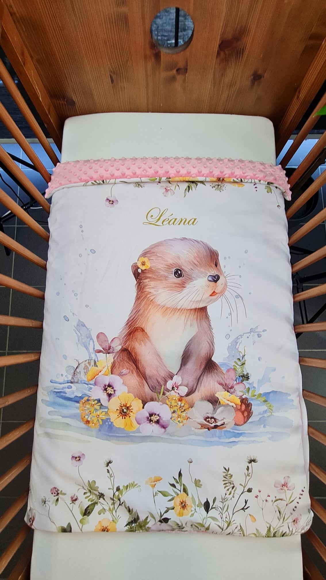 Couverture Plaid Bébé Loutre | 70cm x 95cm | Minky au choix