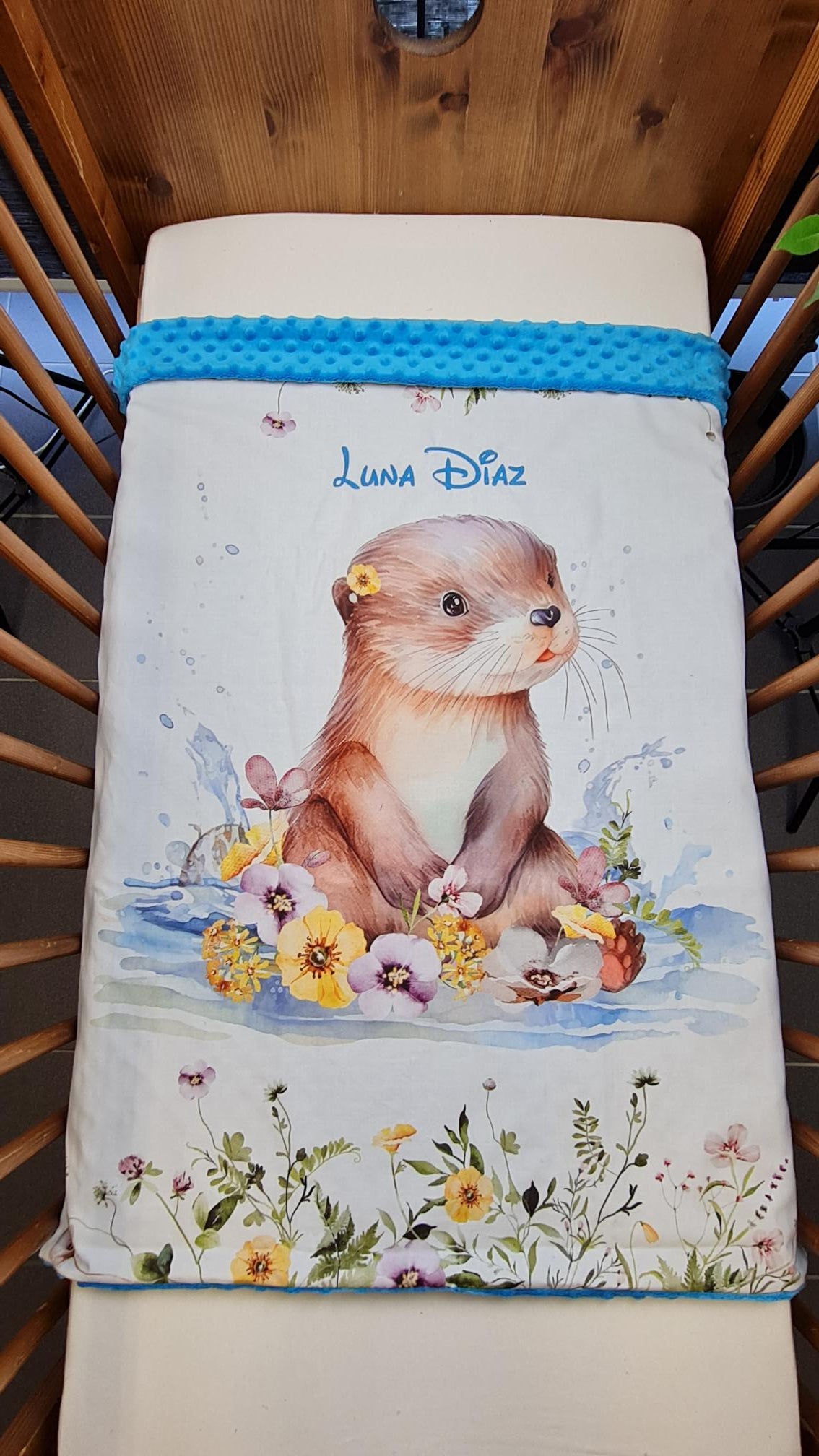 Couverture Plaid Bébé Loutre | 70cm x 95cm | Minky au choix