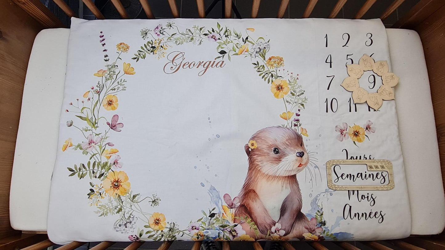 Couverture Etape Loutre Fleurie | A personnaliser | 95cm x 75cm