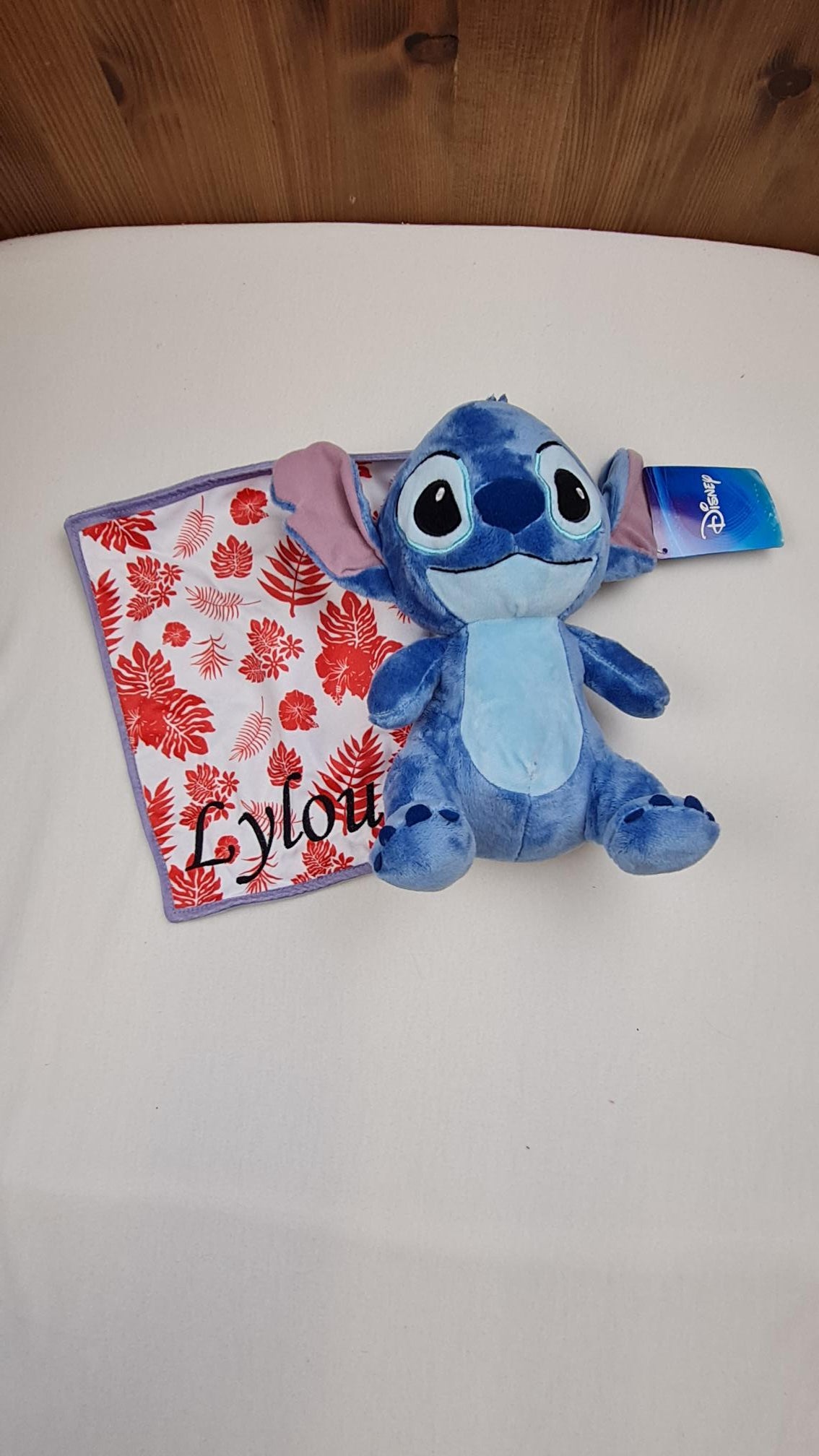 Doudou Peluche Stitch 25cm avec Mouchoir Personnalisé | Nicotoy