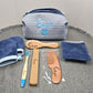 Trousse de toilette + Peigne et Brosse + Brosse à dents + Lingettes et Gants | A Personnaliser - Calincaline.be