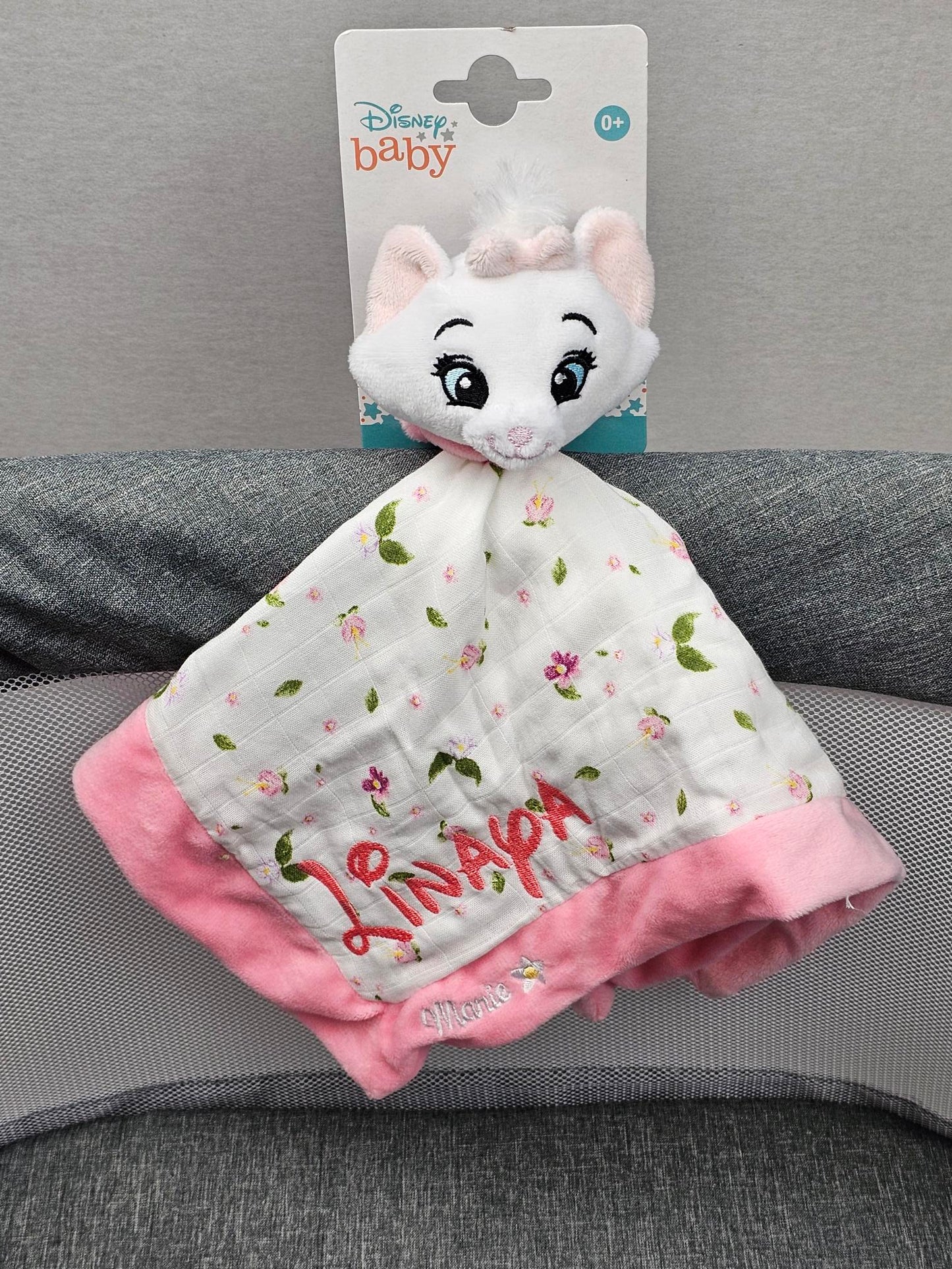 Doudou Mouchoir Disney Marie Fleurs Personnalisé | 40cm