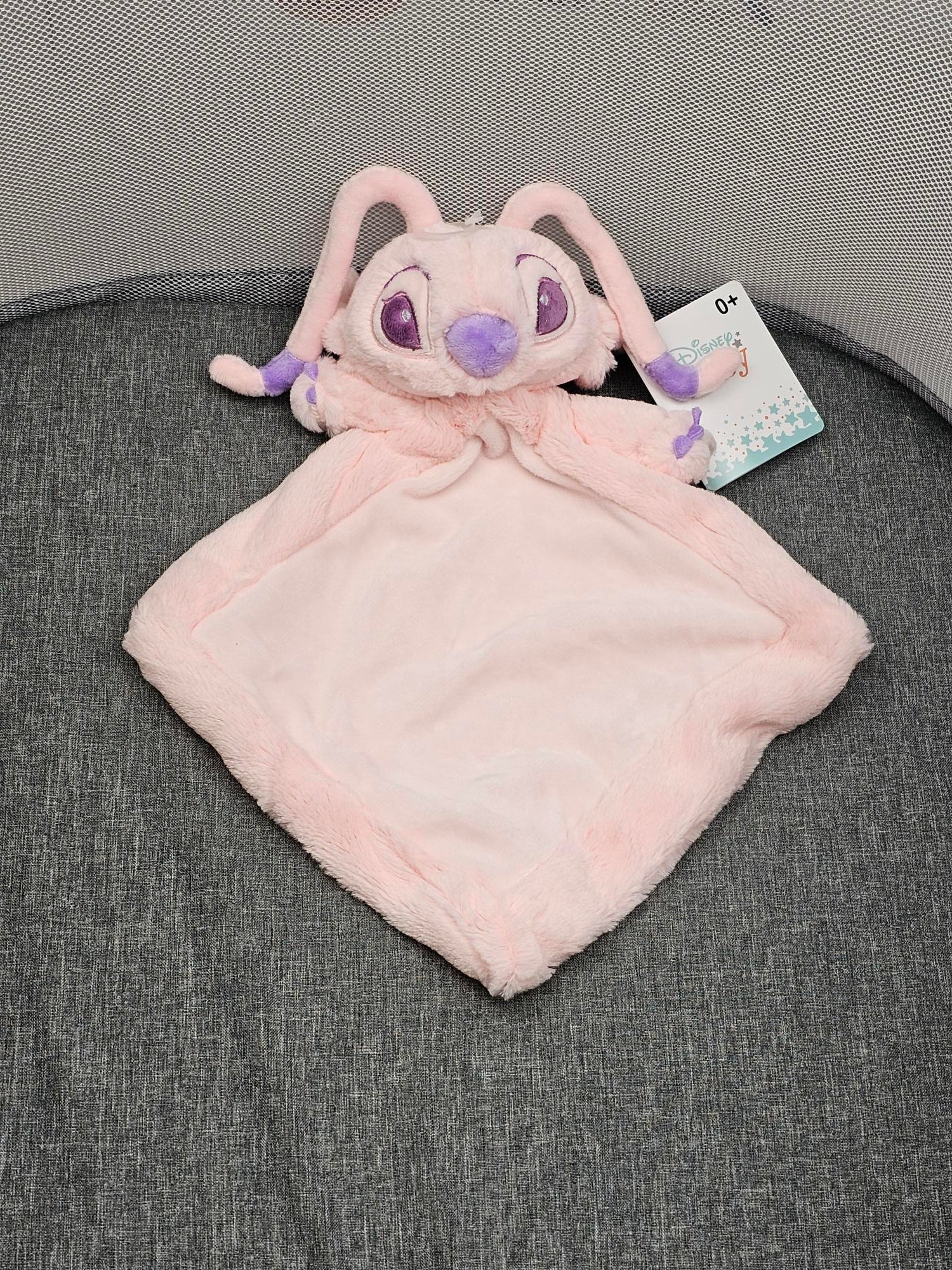 Doudou Mouchoir Disney Angel Rose Pastel 38cm | Avec prénom brodé