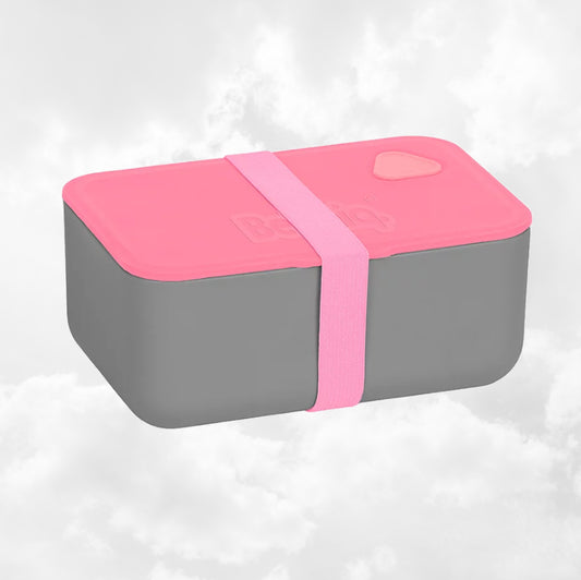 Boîte à tartines 17cm x 12cm | Gris et Rose | Personnalisée avec Prénom