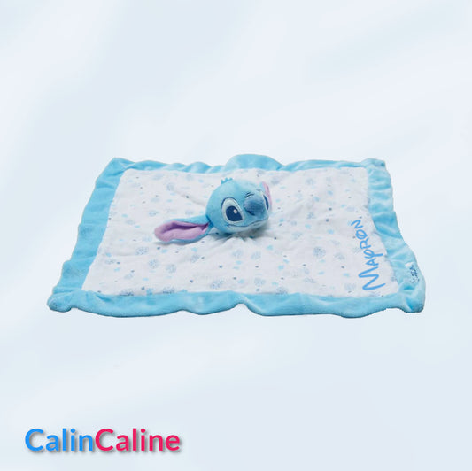 Doudou Mouchoir Disney Stitch Personnalisé | 40cm | Bleu Foncé