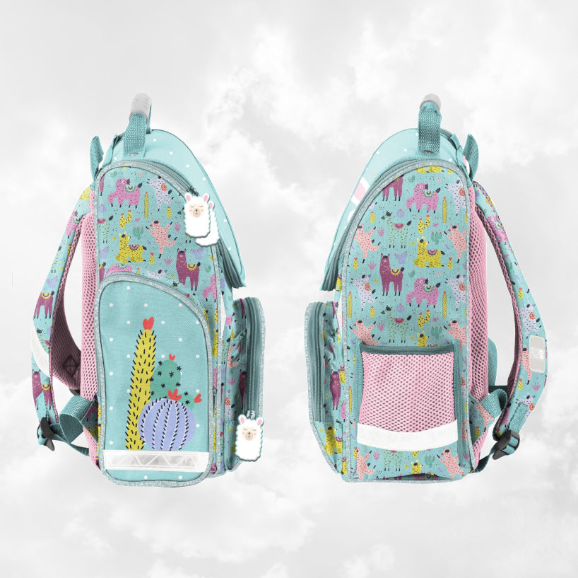 Sac à Dos Enfant Premium 36cm | Lama Cyan | 3 Compartiments