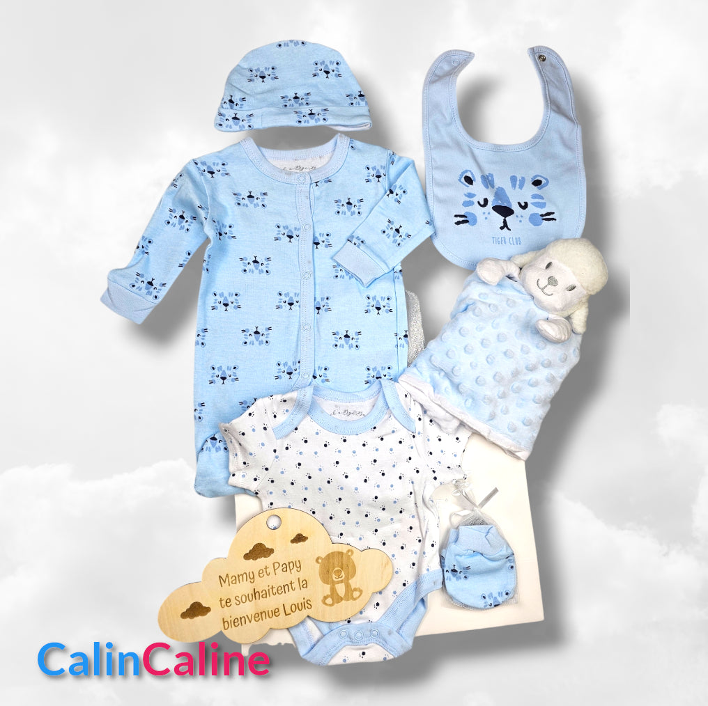 Kit de naissance 6 pièces Tigre Bleu | 3 tailles | A personnaliser