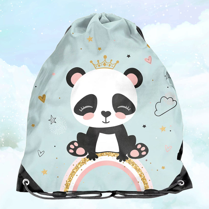 Sac de gym | Sac à chaussures Enfant 45cm | Panda Ciel