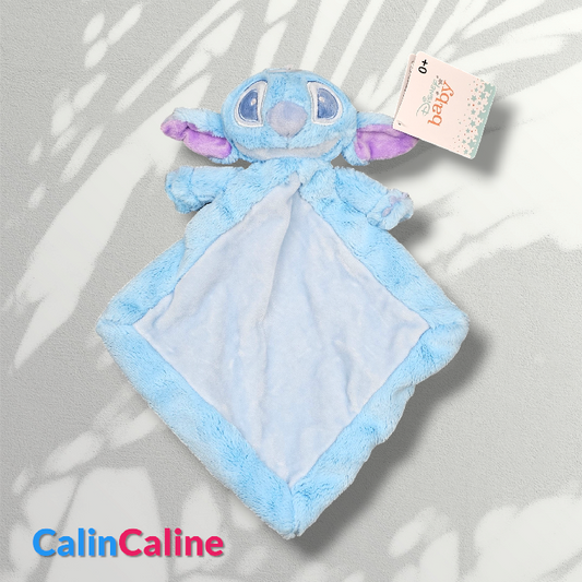 Doudou Mouchoir Disney Stitch Bleu Pastel 38cm | Avec prénom brodé