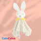 Doudou BBSky Plat Lapin Beige Personnalisé | 0 à 3 ans | Grelot et Anneau dentition