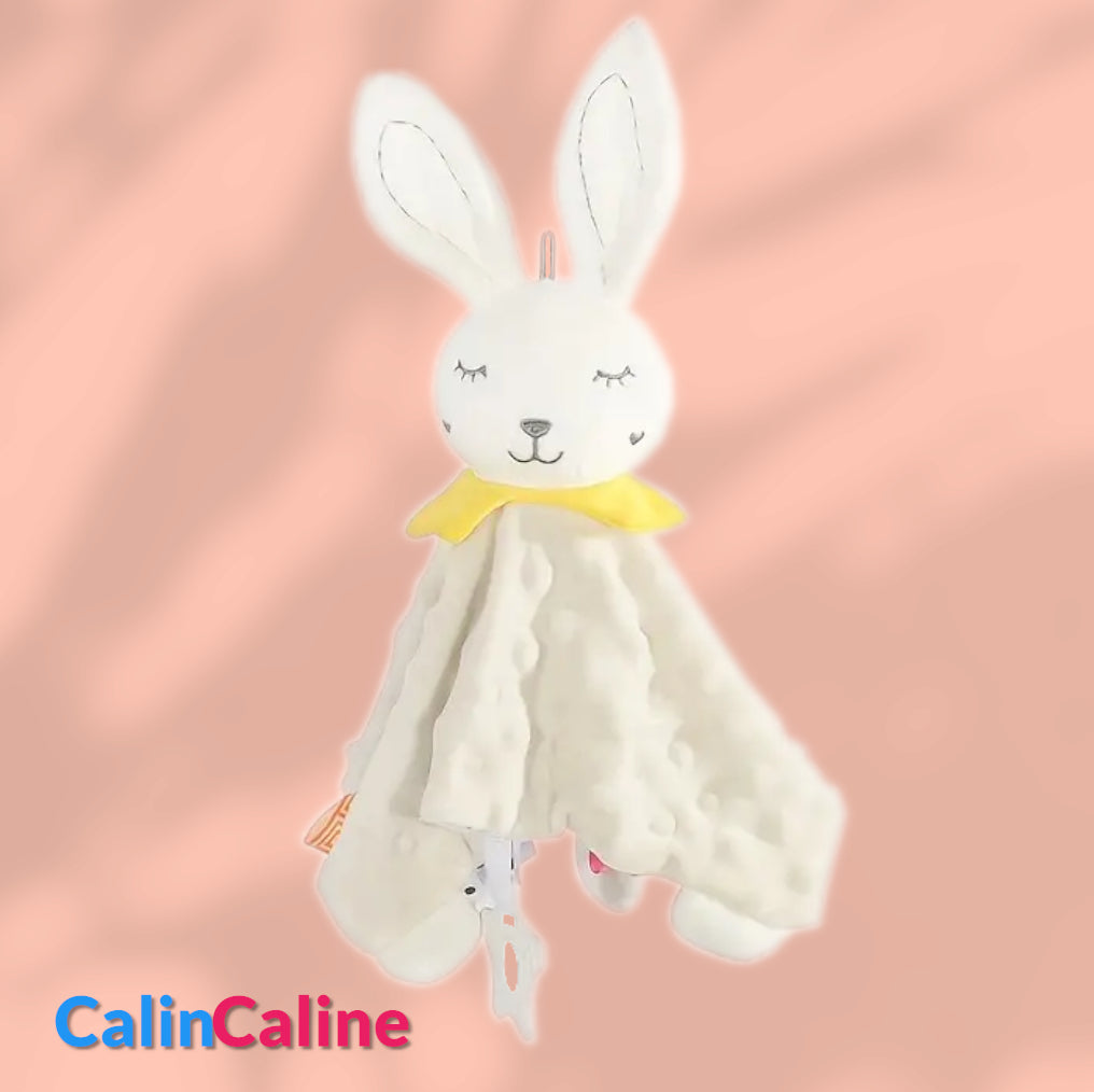 Doudou BBSky Plat Lapin Beige Personnalisé | 0 à 3 ans | Grelot et Anneau dentition