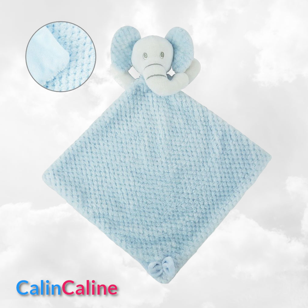 Doudou Mouchoir Eléphant Bleu 30cm | Avec Prénom Personnalisé | Baby Town