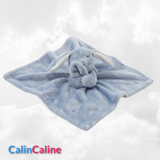 Doudou Mouchoir Lapinou Bleu 35cm | Avec Prénom Personnalisé | Baby Town