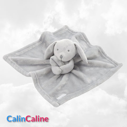 Doudou Mouchoir Lapinou Gris 35cm | Avec Prénom Personnalisé | Baby Town