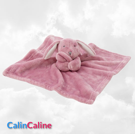 Doudou Mouchoir Lapinou Rose Foncé 35cm | Avec Prénom Personnalisé | Baby Town