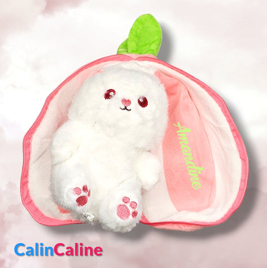 Peluche Fraise Lapinou 25cm | Personnalisé avec prénom