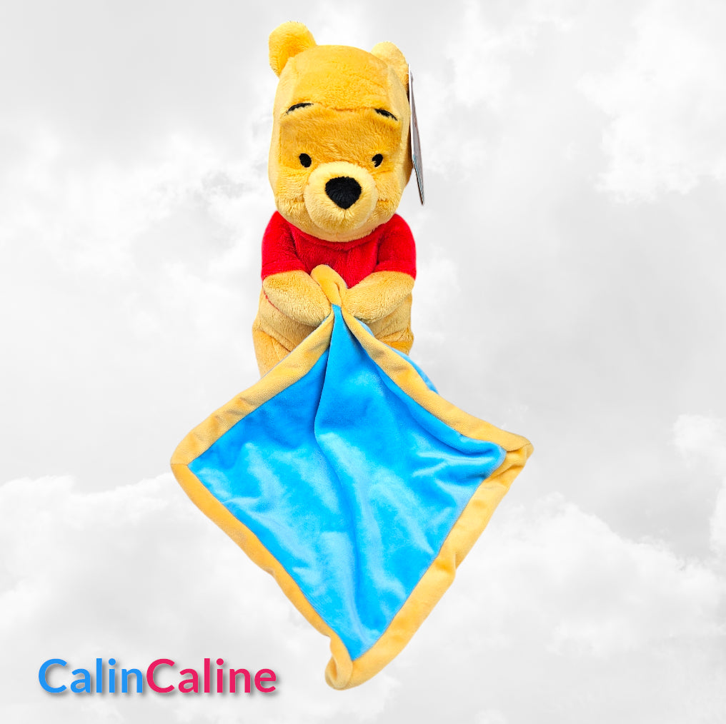 Doudou Peluche Winnie Cyan 25cm | Mouchoir Personnalisé