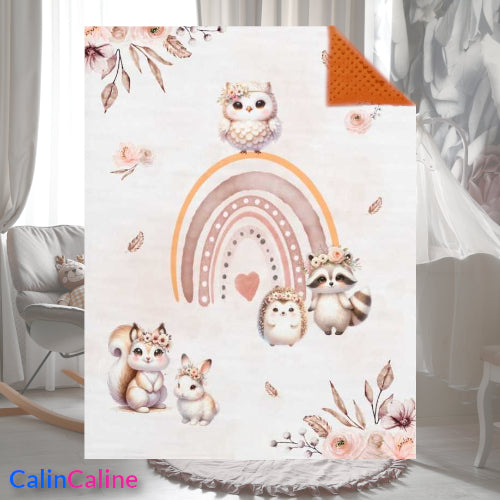 Couverture Plaid Bébé | Animaux de la forêt Boho | 70cm x 95cm | A Personnaliser