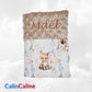 Pack Bébé Personnalisé | Couverture + Doudou 30cm + Protège carnet assortis | Garçon | Coton