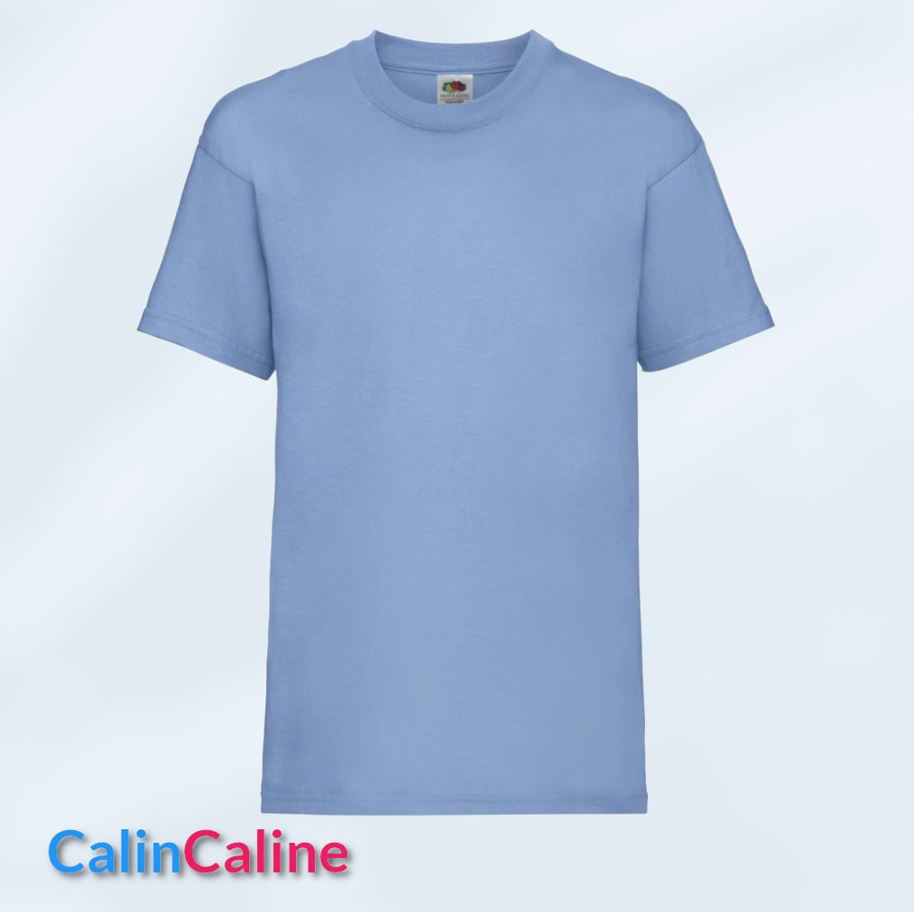 Tshirt Bleu Clair Enfant A Personnaliser | De 3 à 8 ans | Avec Prénom Brodé