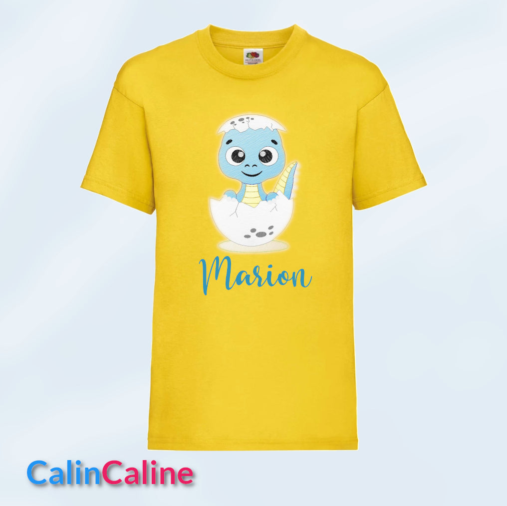 Tshirt Jaune Enfant A Personnaliser | De 3 à 8 ans | Avec Prénom Brodé