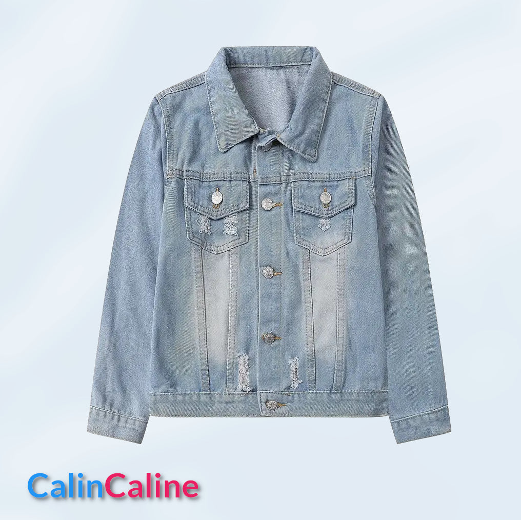 Veste en Jeans Bleu Clair | 2-3 ans | A Personnaliser | Prénom brodé