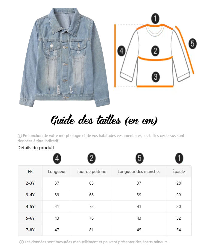 Veste en Jeans Bleu Clair | 2-3 ans | A Personnaliser | Prénom brodé